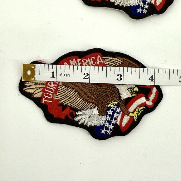VTG Lot Of 2 TOURING AMERICA with Eagles Iron On Biker Patches - Picture 8 of 9